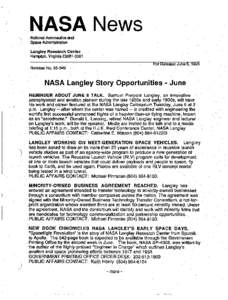 NASA News National Aeronautics and Space Administration Langley Research Center Hampton, Virginia[removed]