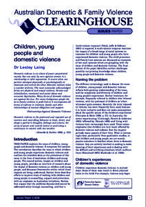 Australian Domestic & Family Violence  CLEARINGHOUSE ISSUES PAPER  Children, young