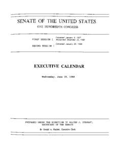 SENATE OF THE UNITED STATES ONE HUNDREDTH CONGRESS FIRST SESSION { SECOND SESSION {