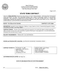 State of Arkansas OFFICE OF STATE PROCUREMENT 1509 West Seventh Street, Room 300 Little Rock, Arkansas[removed]Page 1 of 17