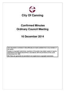 Minutes of Ordinary Council Meeting[removed]December 2014