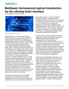 Multibeam femtosecond optical transfection for the ultimate brain interface