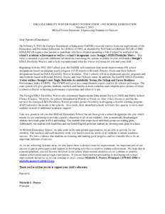 ESEA FLEXIBILITY WAIVER PARENT NOTIFICATION – NO SCHOOL DESIGNATION October 2, 2013 Milford Vision Statement: Empowering Students for Success Dear Parent(s)/Guardian(s): On February 9, 2012 the Georgia Department of Ed