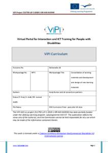 ViPi Project[removed]LLP[removed]GR-KA3-KA3NW  Virtual Portal for Interaction and ICT Training for People with Disabilities  ViPi Curriculum