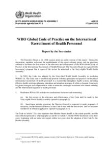SIXTY-EIGHTH WORLD HEALTH ASSEMBLY Provisional agenda item 17.2 A68April 2015