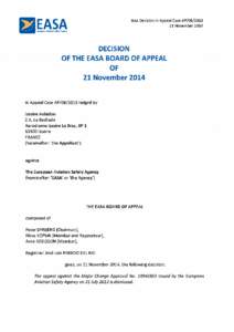 BoA Decision in Appeal Case AP[removed]November2014 EI5A European Aviation 5atety Agency