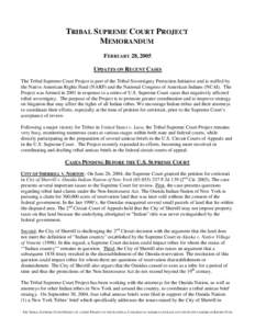 Aboriginal title in New York / Native American Rights Fund / Indian Territory / City of Sherrill v. Oneida Indian Nation of New York / Oneida Indian Nation of New York v. County of Oneida / Tribal sovereignty in the United States / Nevada v. Hicks / United States v. Lara / Indian Reorganization Act / Law / Case law / Oneida