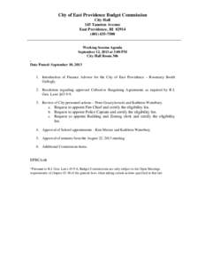 City of East Providence Budget Commission City Hall 145 Taunton Avenue East Providence, RI[removed]7500