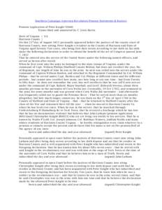 Southern Campaign American Revolution Pension Statements & Rosters Pension Application of Peter Knight S5660 Transcribed and annotated by C. Leon Harris State of Virginia } S.S. Harrison County } On this 23 d day of Augu