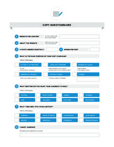 COPY QUESTIONNAIRE  W E B S ITE FO R CO NTE NT On what website will this content reside?