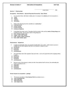 Science In Action 7  Interactions & Ecosystems Unit Test