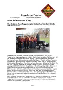 7. NovemberBereits die Meisterschaft im Kopf Das Barbecue-Team Toggenburg bereitet sich auf den Schritt in die Öffentlichkeit vor