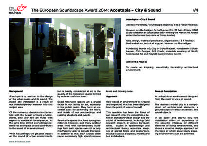 Acoutopia - City & Sound / The European Soundscape Award 2014