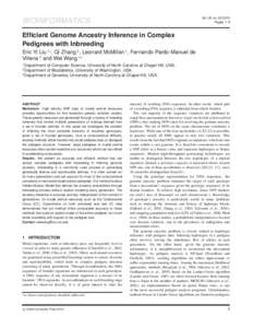 Vol. 00 no[removed]Pages 1–9 BIOINFORMATICS Efficient Genome Ancestry Inference in Complex Pedigrees with Inbreeding