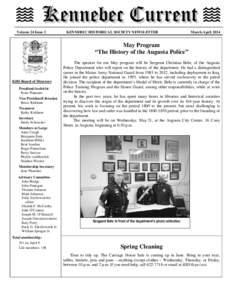 Volume 24 Issue 2  KENNEBEC HISTORICAL SOCIETY NEWSLETTER March-April 2014