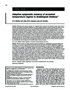 650  NOTE / NOTE Adaptive epigenetic memory of ancestral temperature regime in Arabidopsis thaliana1