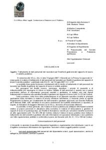 D.A./Ufficio Affari Legali, Contenzioso e Relazioni con il Pubblico  Al Dirigente della Divisione II Dott. Gaetano Telesio Al Medico Competente Prof. Vacchiano