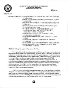 Director /  Operational Test and Evaluation / Operational Test and Evaluation Force / Office of the Secretary of Defense / United States Secretary of Defense / United States Army Test and Evaluation Command / Air Force Operational Test and Evaluation Center / Focal plane array testing / United States Department of Defense / Military organization / Marine Corps Operational Test and Evaluation Activity