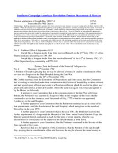 Southern Campaign American Revolution Pension Statements & Rosters Pension application of Joseph Hay 1R14714 Transcribed by Will Graves f19VA[removed]