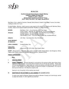 MINUTES Southern Nevada District Board of Health Meeting FINANCE COMMITTEE MEETING October 14, [removed]:00 pm nd Administrative Conference Room (2 Floor)