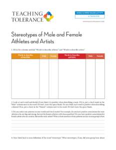 TEACHING TOLERANCE MIDDLE & UPPER GRADES ACTIVITY K[removed][removed]WWW.TEACHINGTOLERANCE.ORG