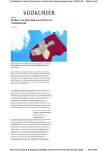 Druckansicht: Lörrach: Wolken am Himmel nach Schweiz-Abstimmung | SÜDKUR... Seite 1 von 2  Lörrach Wolken am Himmel nach SchweizAbstimmung[removed]