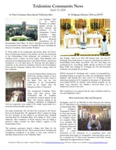 Catholicism / Mass / Tridentine Mass / Solemn Mass / Altar server / Roman Rite / Eucharist in the Catholic Church / St. Clement Catholic Church / Christianity / Catholic liturgy / Catholic Liturgical Rites