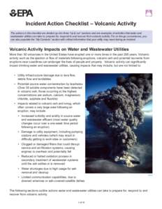 Water Sector Incident Action Checklist - Volcanic Activity