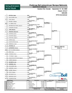 Challenge Bell présenté par Banque Nationale MAIN DRAW SINGLES Quebec City, Canada