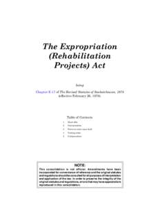 1 EXPROPRIATION (REHABILITATION PROJECTS) c. E-17  The Expropriation