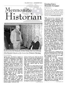 VOL XXXVI, NO. 4 – DECEMBER[removed]Mennonite Historian A PUBLICATION OF THE MENNONITE HERITAGE CENTRE and THE CENTRE FOR MB STUDIES IN CANADA