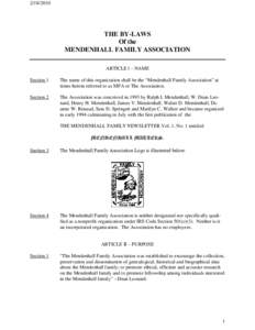 THE BY-LAWS Of the MENDENHALL FAMILY ASSOCIATION ARTICLE l – NAME