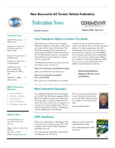 New Brunswick All Terrain Vehicle Federation  Federation News February[removed]Part 2 of 2  Volume 2, Issue 4
