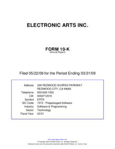 ELECTRONIC ARTS INC.  FORM 10-K (Annual Report)