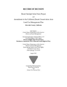 Bureau of Land Management / Conservation in the United States / United States Department of the Interior / Wildland fire suppression / Mojave Desert / Renewable energy in the United States / Solar power / Renewable energy / California Environmental Quality Act / Geography of California / Geography of the United States / Environment of the United States