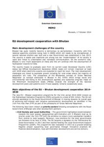 EUROPEAN COMMISSION  MEMO Brussels, 17 October[removed]EU development cooperation with Bhutan
