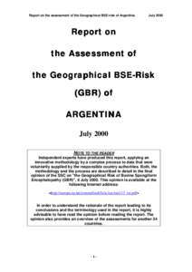 Agriculture / Bovine spongiform encephalopathy / Specified risk material / Scrapie / Cattle feeding / Beef / Meat and bone meal / Bone meal / Feline spongiform encephalopathy / Transmissible spongiform encephalopathies / Health / Food and drink