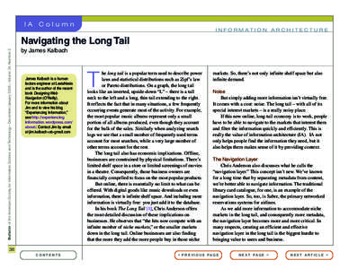 IA  Column INFORMATION ARCHITECTURE  Bulletin of the American Society for Information Science and Technology – December/January 2008 – Volume 34, Number 2