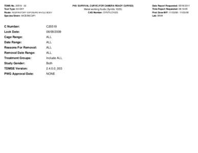 TDMS No[removed]Test Type: 90-DAY P40: SURVIVAL CURVE (FOR CAMERA READY CURVES)  Metal working fluids (Syntilo 1023)