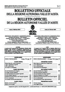 N.	5 N°	5 Bollettino Ufficiale della Regione Autonoma Valle d’Aosta Bulletin Officiel de la Région autonome Vallée d’Aoste