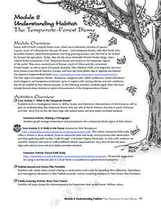 Module 2 Understanding Habitat: The Temperate-Forest Biome Module Overview Nearly half of Earth’s original forest cover, which once harbored a diversity of species, is gone, much of it destroyed in the past 30 years.1 