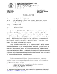 United States Courts for the First Circuit Office of the Circuit Executive John Joseph Moakley United States Courthouse 1 Courthouse Way - Suite 3700 Boston, MA[removed]Gary H. Wente