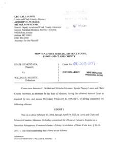 LEO GALLAGIIER JAMESON C. WALKER NICHOLAS MAZAIIEC Special Deputy Lewis and Clark County Attorneys Special Assistant Montana Attomeys General