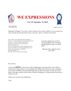 WE EXPRESSIONS Vol. 4-9; September 25, 2010 Women Exhibitors APS Affiliate #260  Supported byAAPE