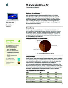 11-inch MacBook Air Environmental Report Apple and the Environment  Model MD223, MD224