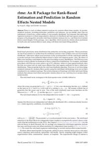 C ONTRIBUTED R ESEARCH A RTICLES  71 rlme: An R Package for Rank-Based Estimation and Prediction in Random