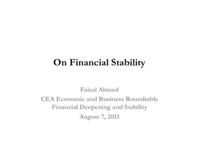 Presentation On Financial Stability by Faisal Ahmed, Resident Representative in Cambodia