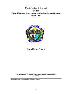 First National Report To the United Nations Convention to Combat Desertification