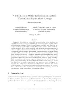 A First Look at Online Reputation on Airbnb, Where Every Stay is Above Average (Extended abstract) Georgios Zervas School of Management Boston University
