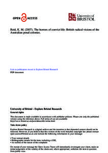 Reid, K. M[removed]The horrors of convict life: British radical visions of the Australian penal colonies. Link to publication record in Explore Bristol Research PDF-document